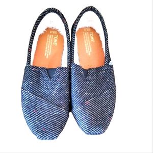 Toms Classic Black/White Speckled Wool With Shearling Slip on Shoes Size…
